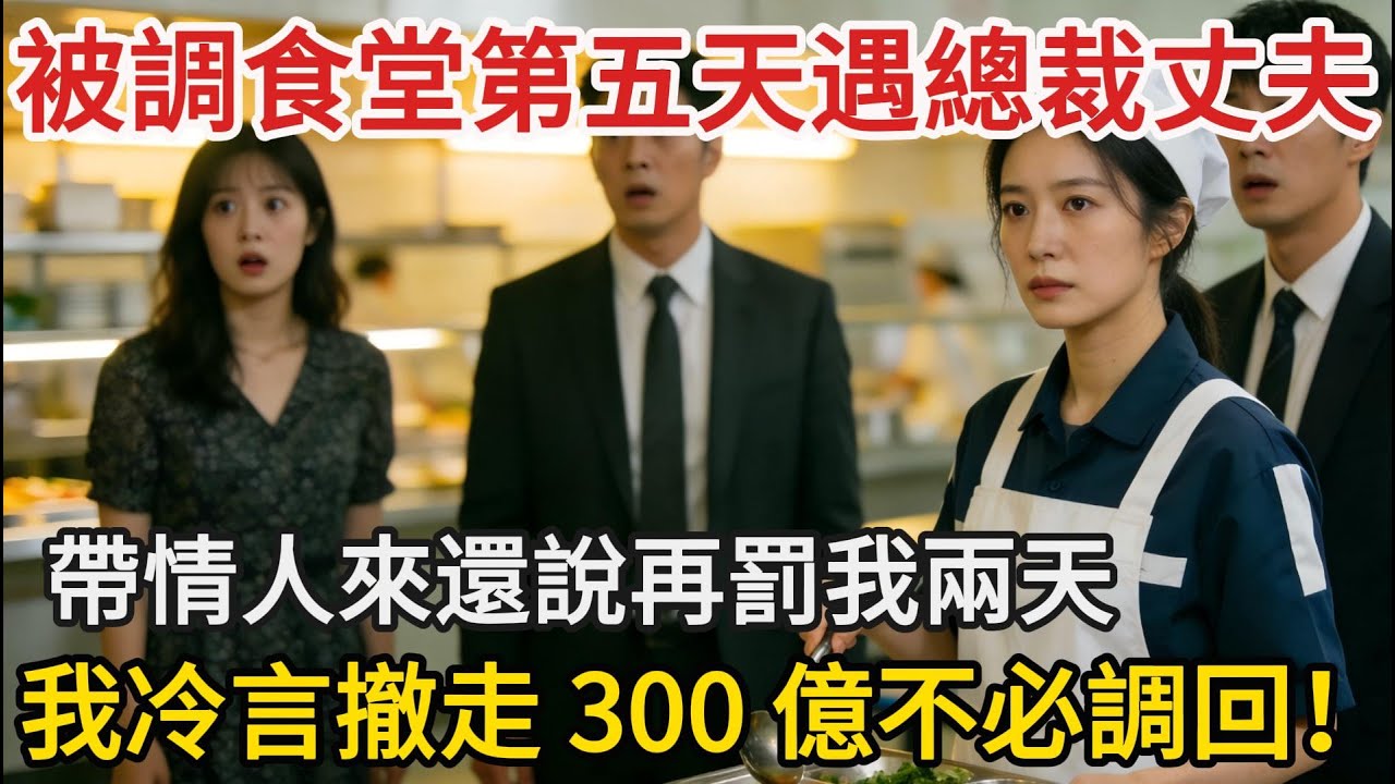 被調去食堂打菜的第5天，總裁丈夫帶著情人前來看我，他：「再罰你兩天，就把你調回去」我：「不必，我已經將名下300億資產撤走了」#夜讀人生 #情感故事 #小三故事 #外遇 #婚外情 #背叛 #愛情糾葛