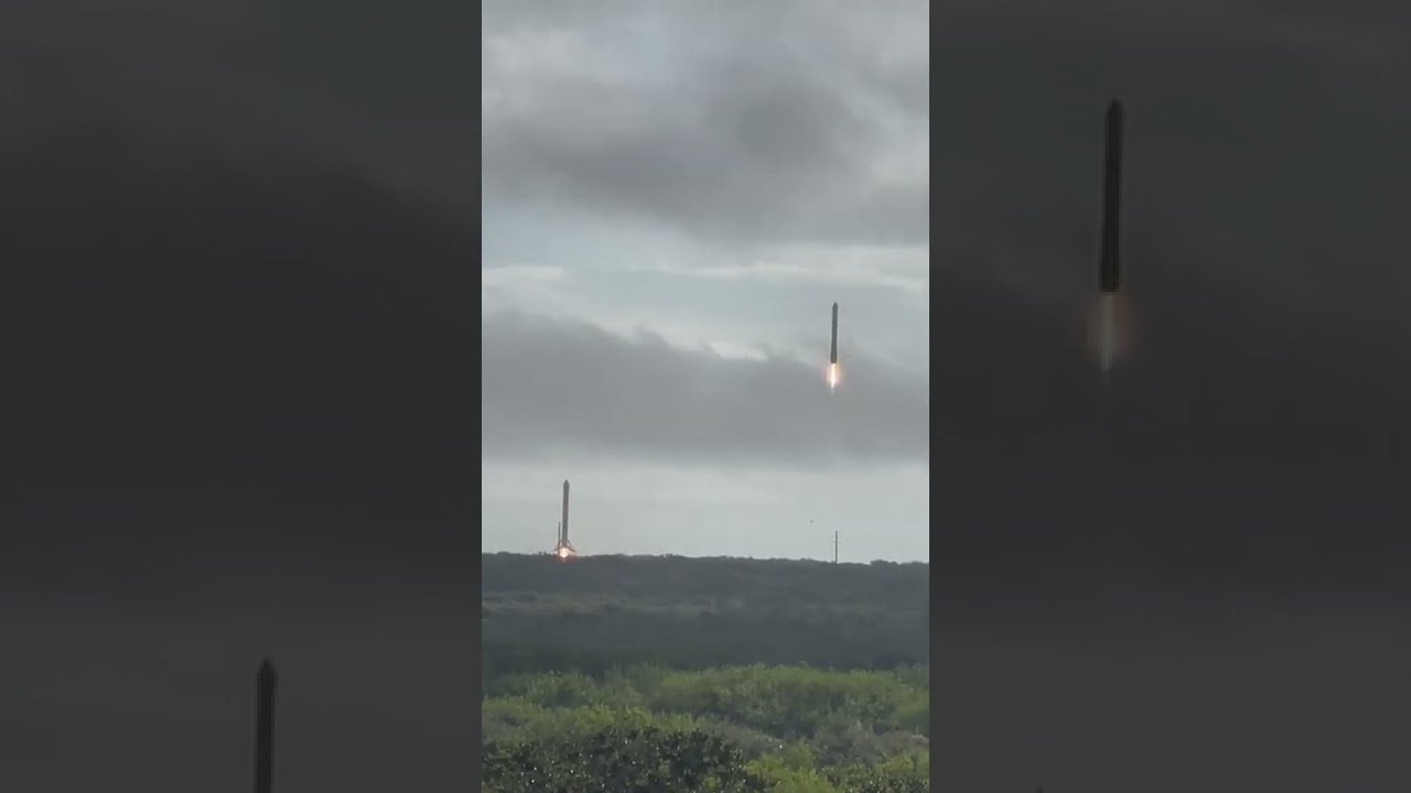 Space x double booster landing #sonicboom#spacex#launch