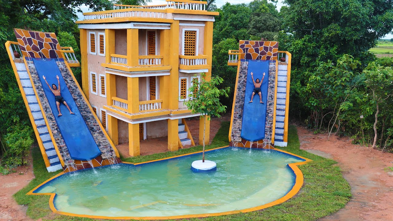 [Full Video]Build Creative  Modern Water Slide Park To Swimming Pool & Wonderful Villa House