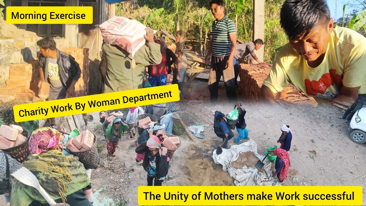 Charity work by Woman Department Catholic Church Lazami, carrying Bricks and Sand.