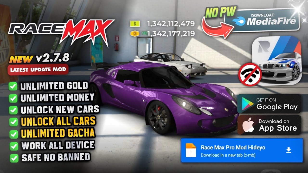 UPDATE! Race Max Pro Mod Apk v2.7.8 Terbaru 2025 Unlimited Money Unlock All Cars & No Password