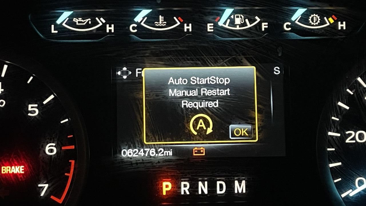 “Auto Start-Stop, Manual Restart Required” warning in Ford vehicles