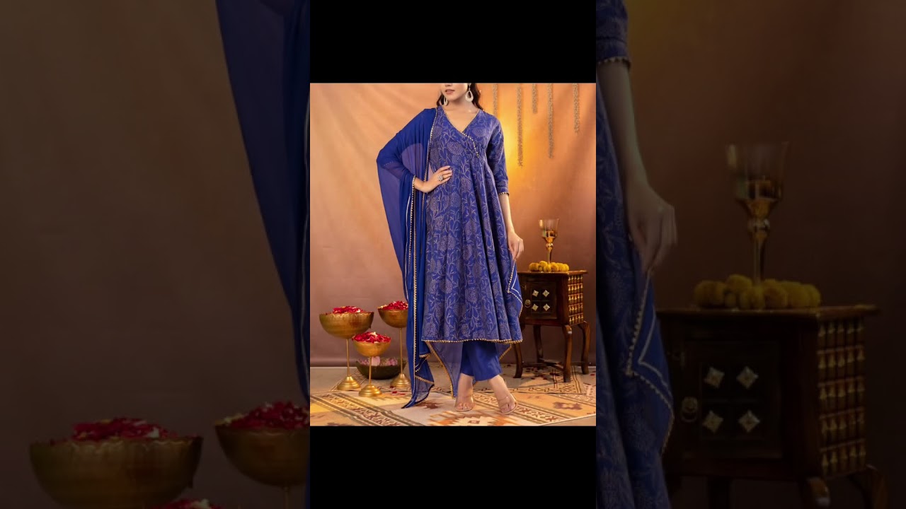 Most Beautiful Printed Cotton Angrakha Anarkali Suit Designs #shorts #rekhafashionupdates