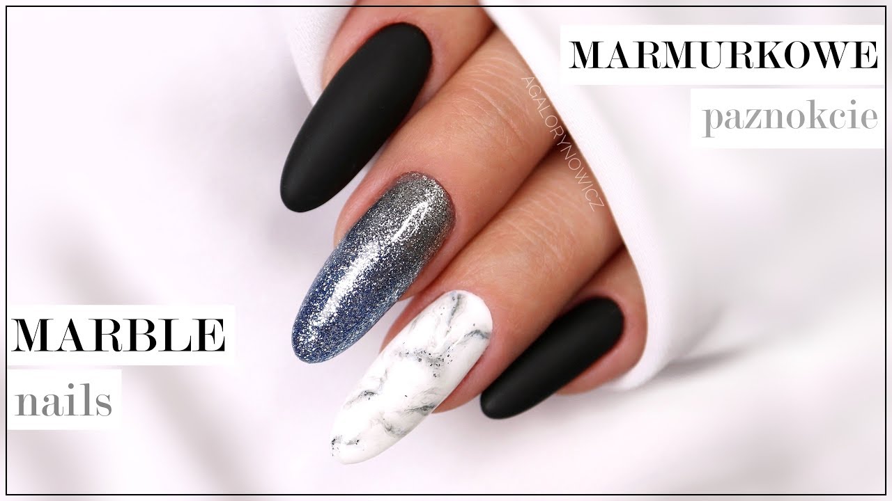 Marmurkowe paznokcie | Glitter ombre | Marble nails