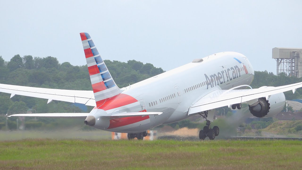 [4K] American Airlines Boeing 787-8 Landing & Takeoff at Edinburgh Airport