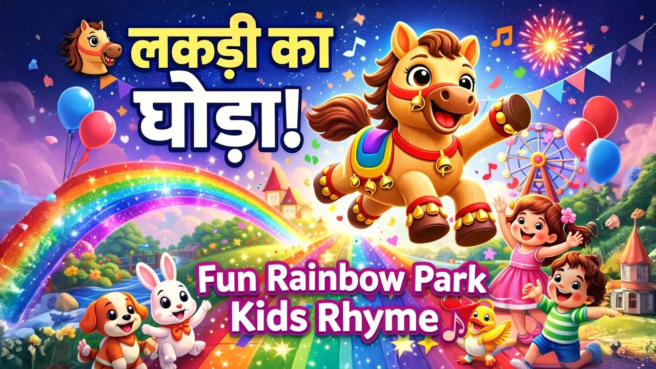 लकड़ी का घोड़ा 🐴 | Lakdi Ka Ghoda – Daudo Re! 🌈✨ Hindi Kids Rhyme