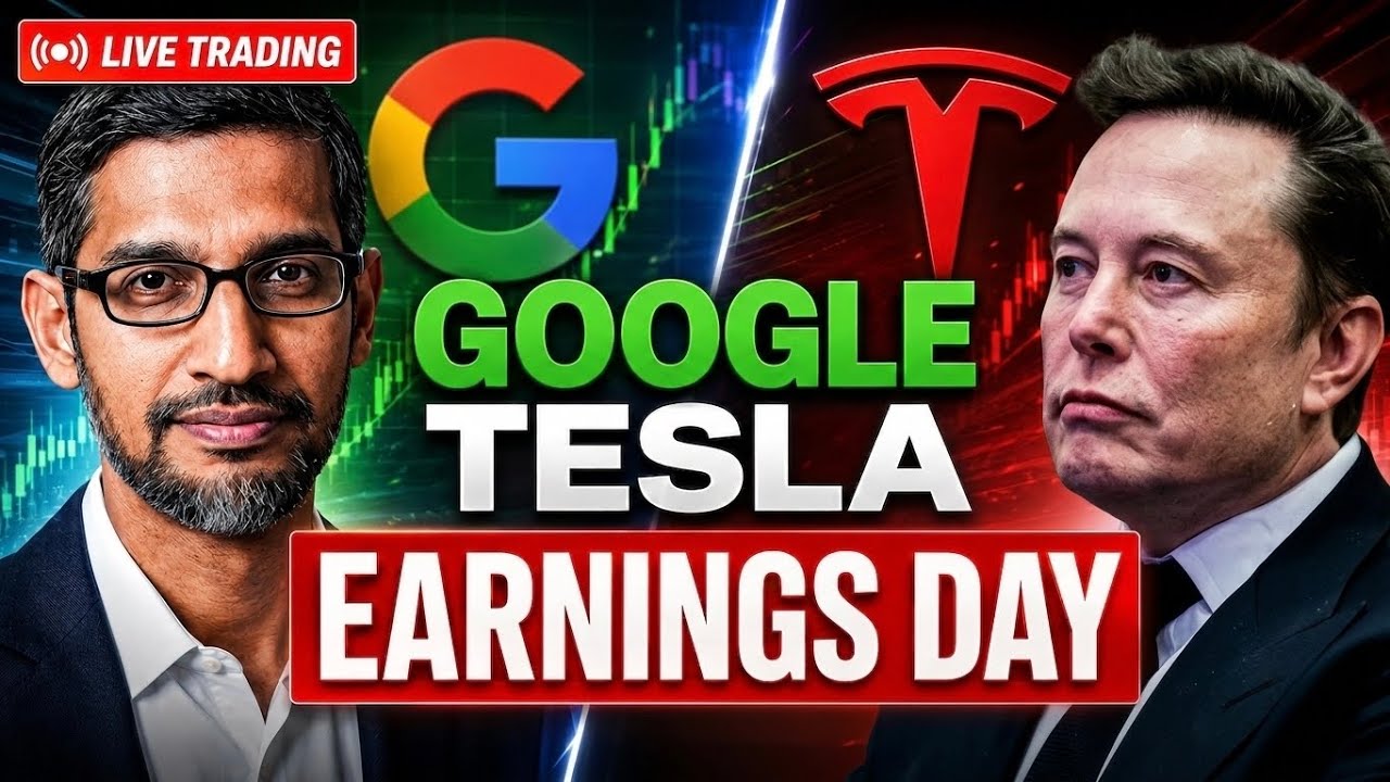 Google Earnings + Tesla Earnings 🚨 Nasdaq Pulls Back 📉 Live Trading Stock Market Today $GOOGL $TSLA