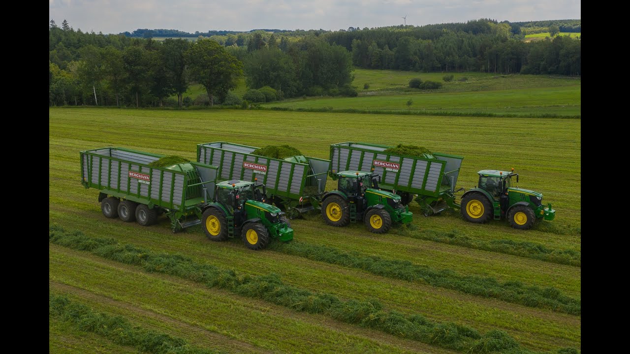 Bergmann and JD 6R Power 🔥🔥 - Evrard Sprimat - Shuttle 2x and Carex with 6R - Big Grass Silage