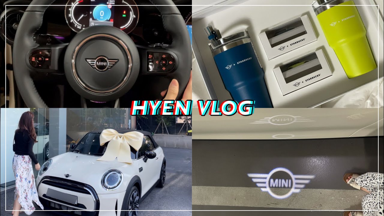 [HYEN VLOG] 22년 신형 미니쿠퍼 컨버터블 클래식 첫차 언박싱+운전연습+드라이브 같이해요🚘|웅이아부지|스타벅스|초보운전