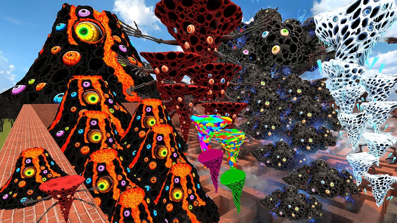 All Size Tiny To Giant Tornado Evolution Volcano Stormcloud Trypophobia in Maze EP 16