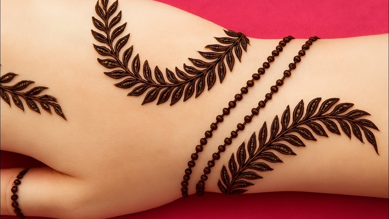 Eid e milad special  // RABI UL AVVAL special Mehndi //Simple mehendi //#trending   leaf mehendi  