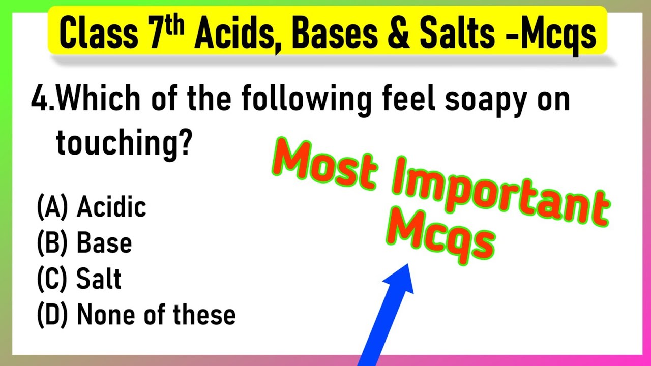 MCQ Questions for Class 7 Science Chapter 5 Acids, Bases and Salts with Answers