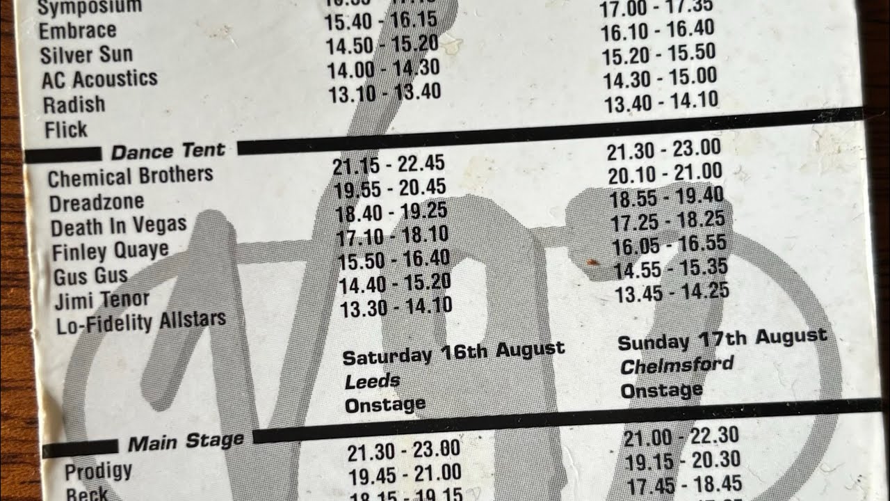 V97-access all stage times #festival #britpop#festival