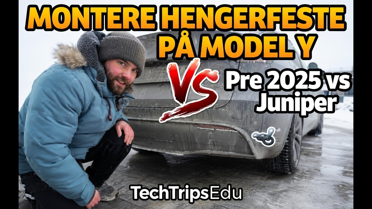 Hvordan montere krok/hengerfeste på  Model Y pre mars 2025 og sammenligning av kontakt med Juniper.