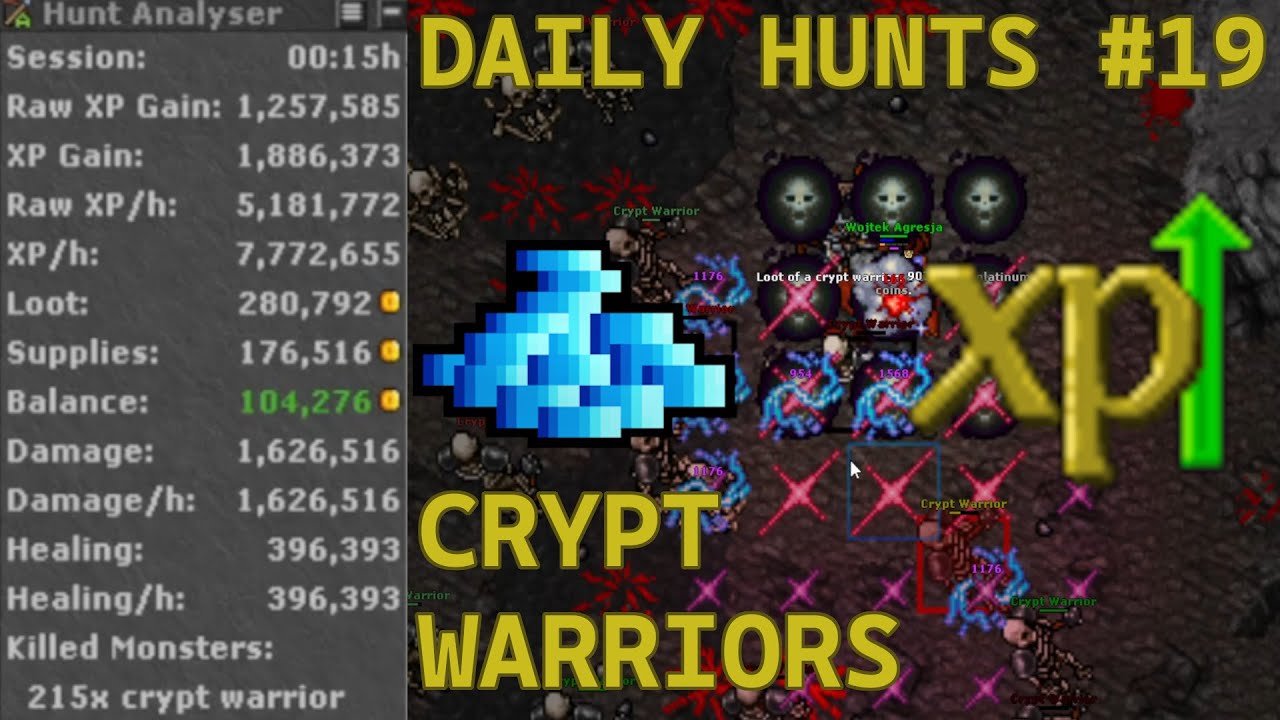 Tibia | Monk 456 | Crypt Warriors | Daily Hunt #19