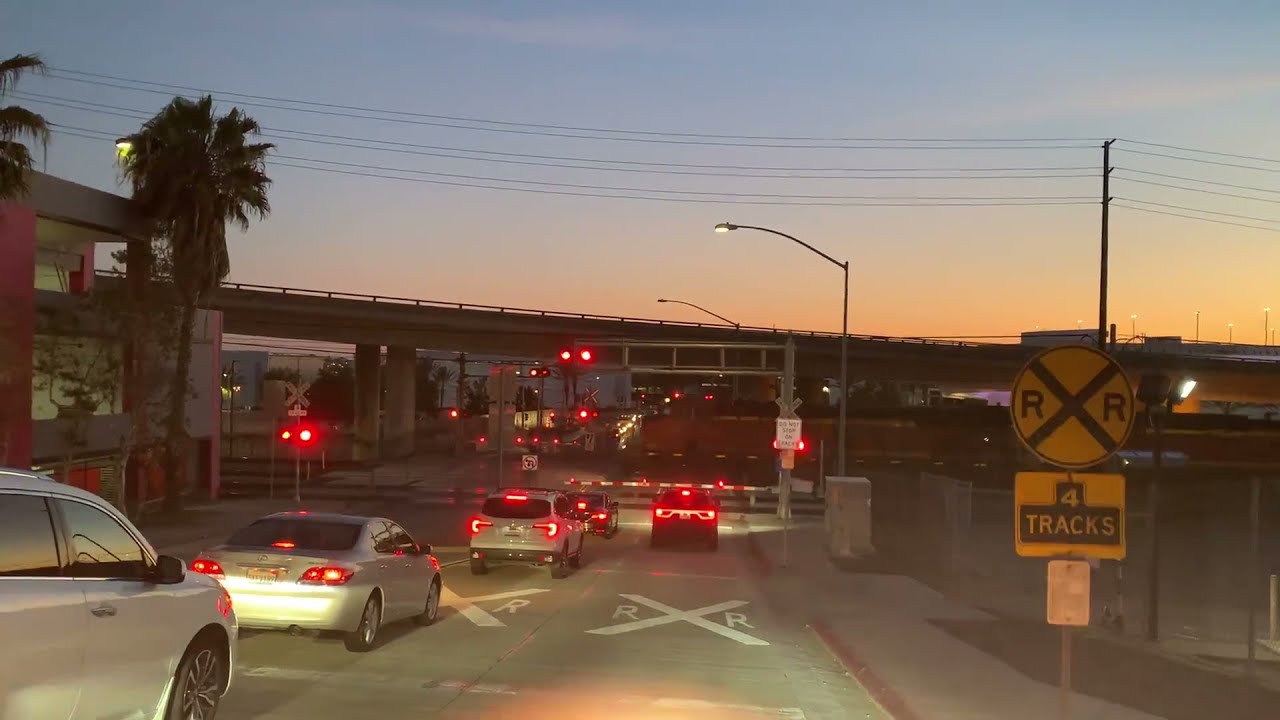 BNSF Manifest South Meets Light Rail, Sassafras Street Railroad Crossing (Unexpected Catch)