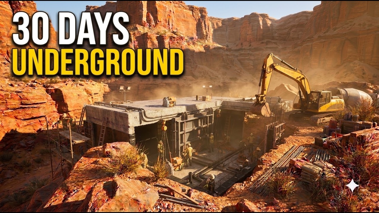 30 Days Building a Secret Underground Bunker in the Desert Canyon | Full Construction Timelapse