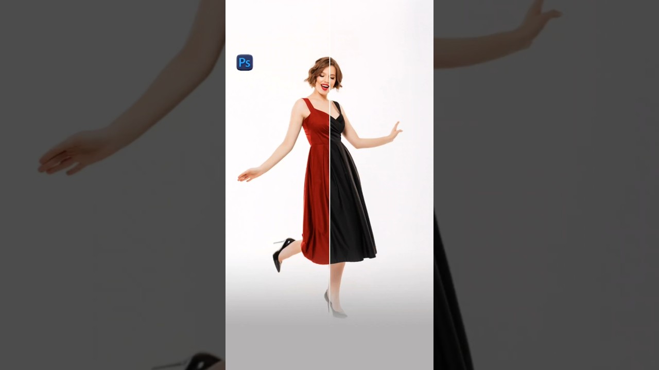 Adobe Photoshop 2026_ Tips How to Change Black Dress Color to Red 