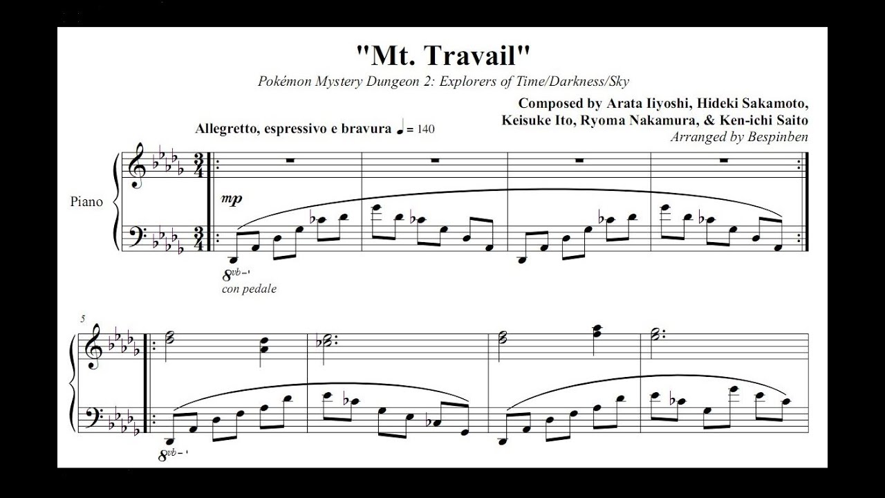 PMD2: "Mt. Travail" - (Piano Sheet Music)
