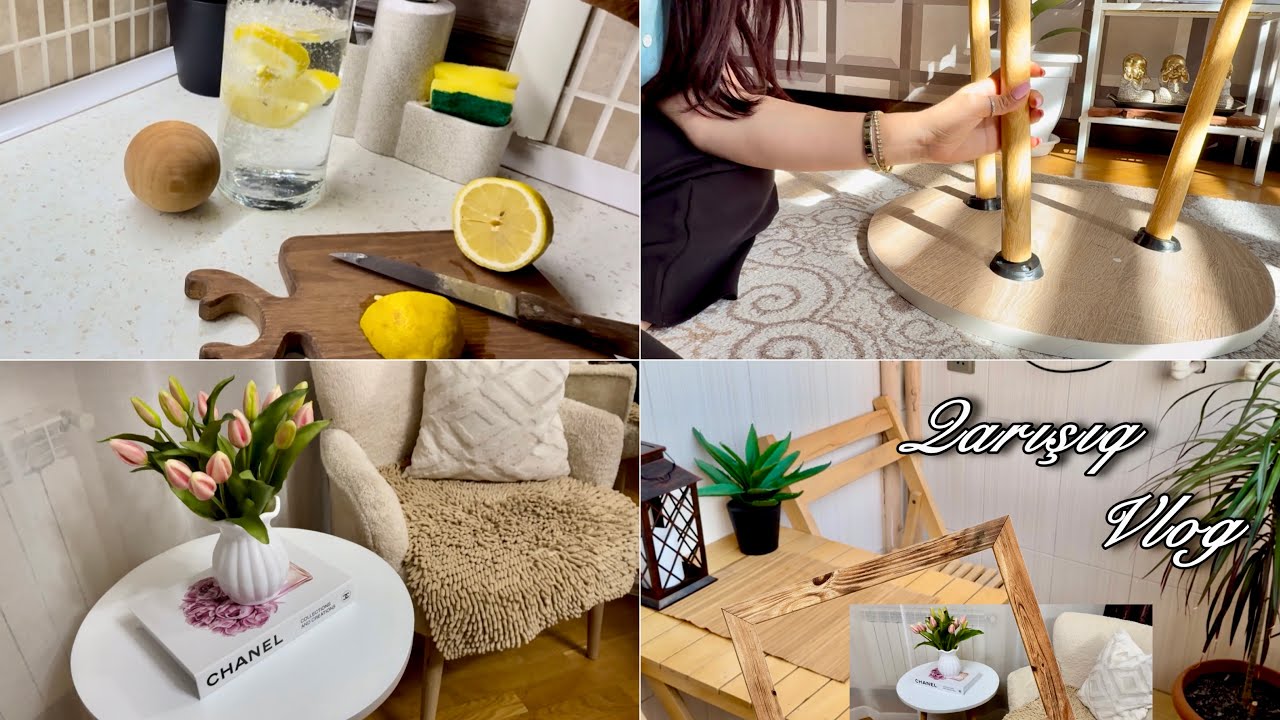 Təmizlik | Qarışıq Vlog | Alışveriş🛍️Pinterest masası düzəltdim😍