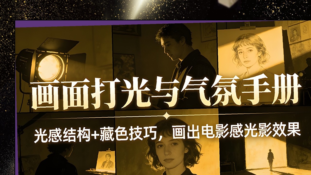 画面打光与气氛手册课，光感结构藏色技巧教学，画出电影感光影效果实战