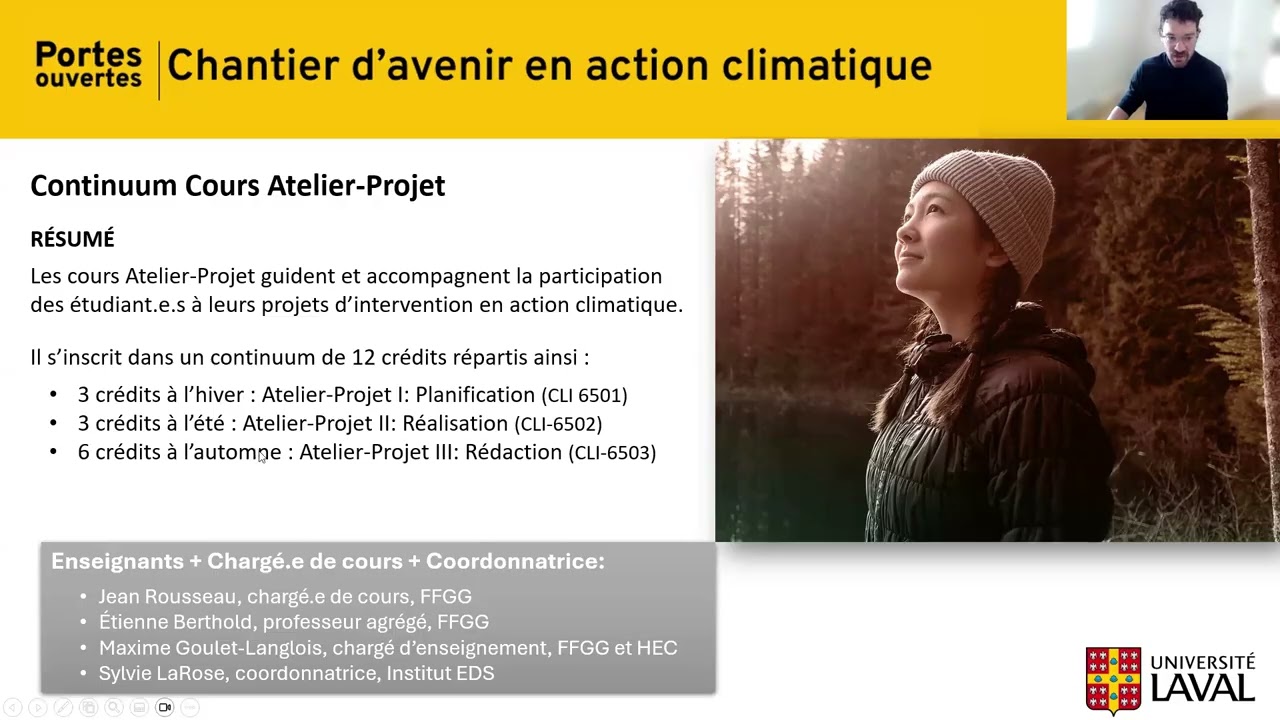 La maîtrise professionnelle sur mesure en action climatique - Université Laval
