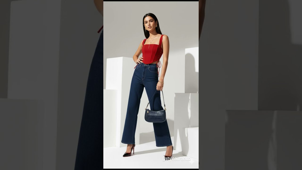 STYLING Wide Leg Jeans for a Night Out! | Red Corset Outfit