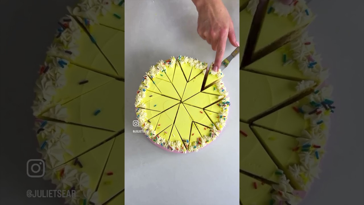 S&aring;dan sk&aelig;rer du en kage i 32 lige store stykker kage, som du kan nyde til enhver fest eller fejring. 🎂🍰