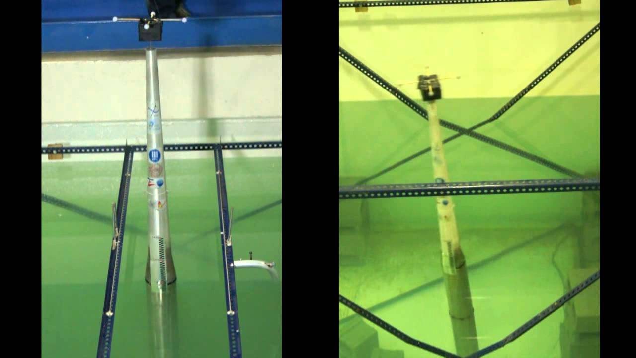Hydrodynamic test of a floating offshore structure for wind turbines