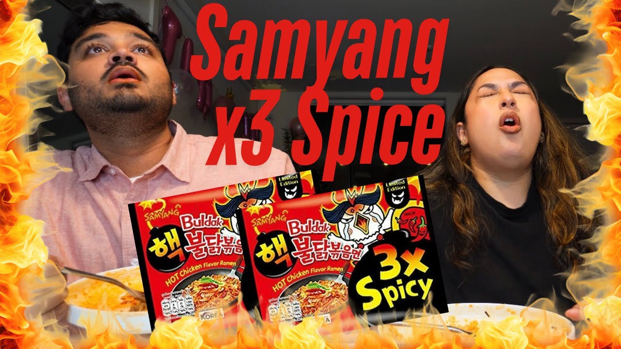 NUCLEAR FIRE Samyang x3 spice Noodle challenge Spicy ramen mukbang
