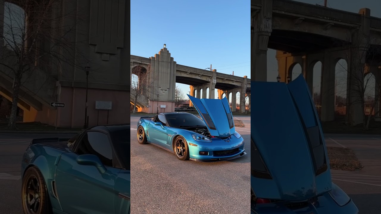 Blue C6 Corvette at Sunset