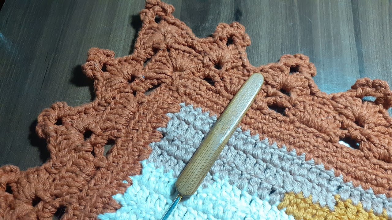 BARRADO PARA TAPETE RETANGULAR DE CROCH&Ecirc; - ACABAMENTO MOLDURA PARA TAPETE PINTURA EM CROCH&Ecirc;