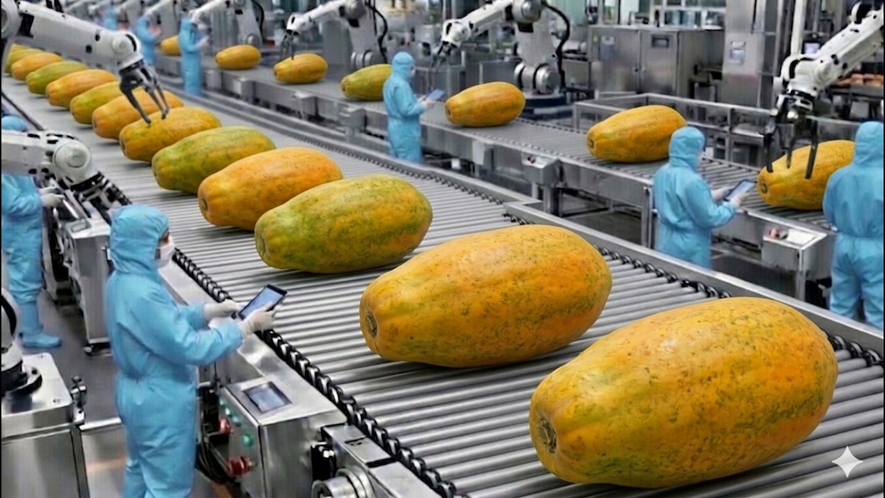 Inside a Papaya Processing Factory — How Fresh Fruit Becomes Premium Dessert (Full Process)