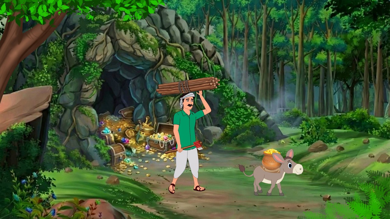 जादुई गुफा ओर गरीब लकड़हारे का धनी भाग्य | Hindi Story | Hindi Kahani | Moral Stories |cartoon story