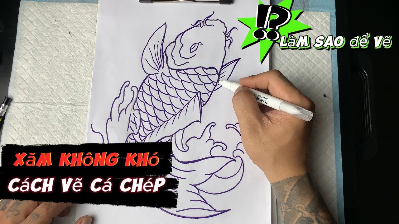 Dạy Xăm || Cách Vẽ Cá Chép | HN Tattoo Tutorials