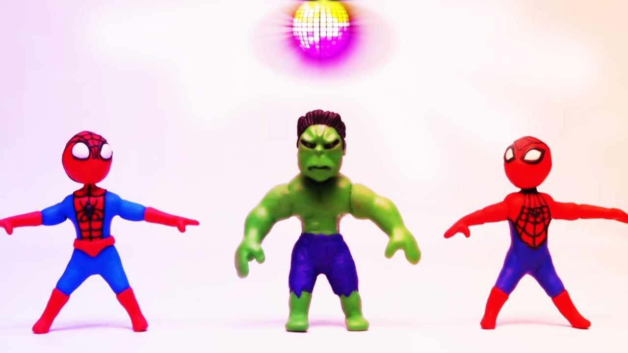 Homem-Aranha, Hulk e Relâmpago Marquinhos se divertem dançando disco! |  Stop Motion para as criança