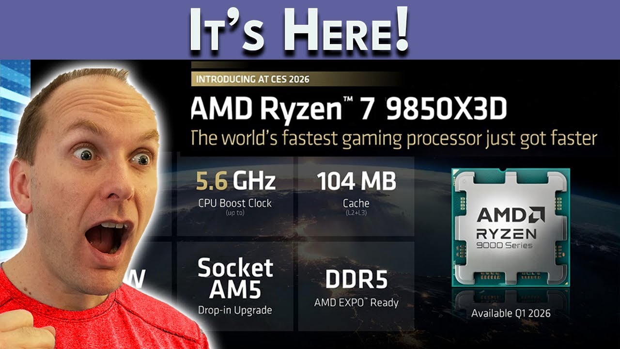 AMD Launches Ryzen 9850X3D! Massive FSR 4 Game Update - CES 2026