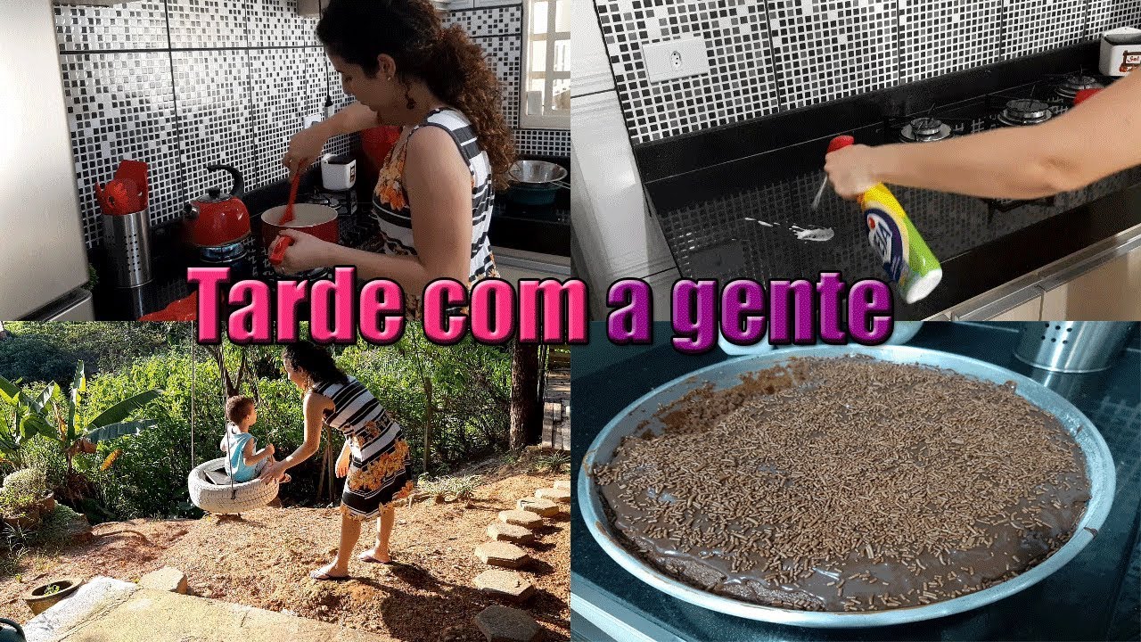 Fazendo almoço simples, limpando a cozinha, fiz bolo de chocolate