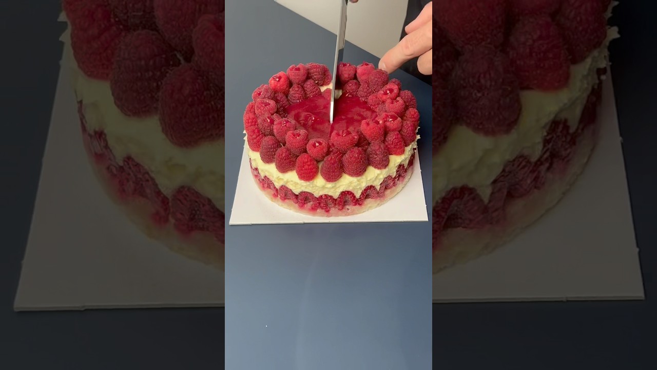 Raspberry cake ( French framboisier ) so yummy #pastry #food #raspberry #yummy #cake