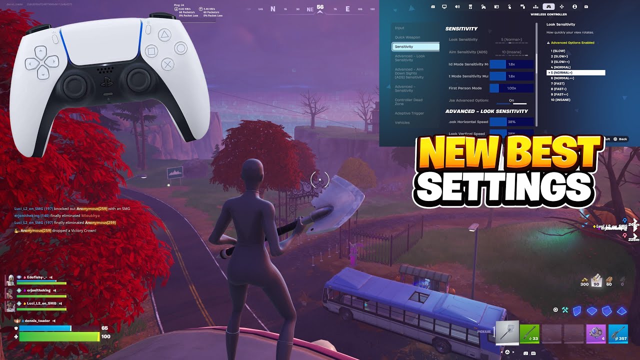 *NEW* Best Controller Settings + Sensitivity For Fortnite Chapter 7! (PS4/PS5/XBOX/PC)