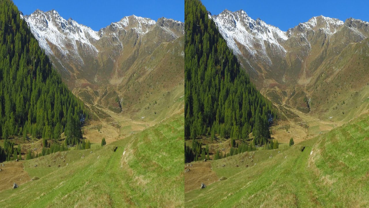 Grenzgipfel Chavalatsch 2763m Italien/Schweiz in 3D 4K 3840x2160 hsbs -parallel, auch für Smartphone