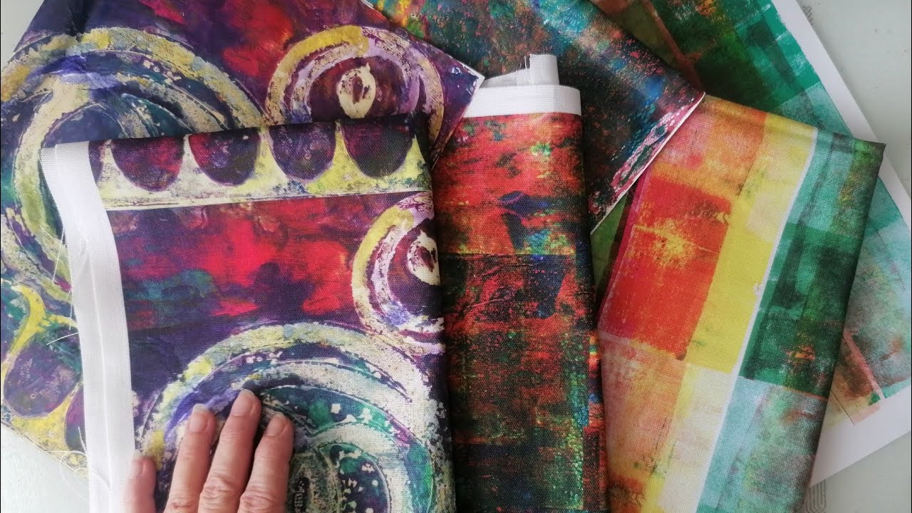 Szybki pokaz rezultat&oacute;w moich zeskanowanych wydruk&oacute;w Gelli na tkaninie od Prinfab, wow 😍
