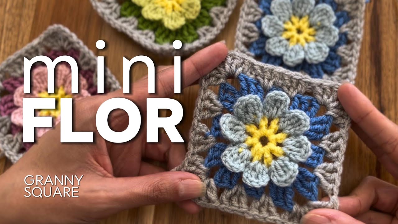 Granny Square Mini Flor a crochet | Paso a Paso