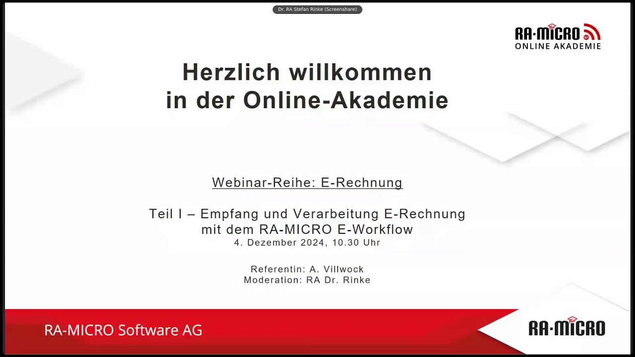 E-Rechnung Teil 1: Empfang und Verarbeitung E-Rechnung mit dem RA-MICRO E-Workflow