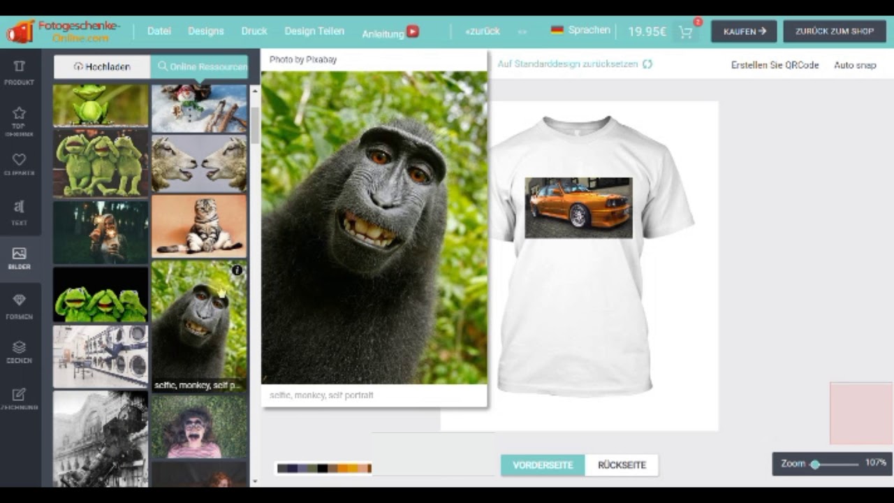 Fotogeschenke online & T-shirt selbst gestalten | Leinwand | Aufkleber | Caps.. - Designer Anleitung