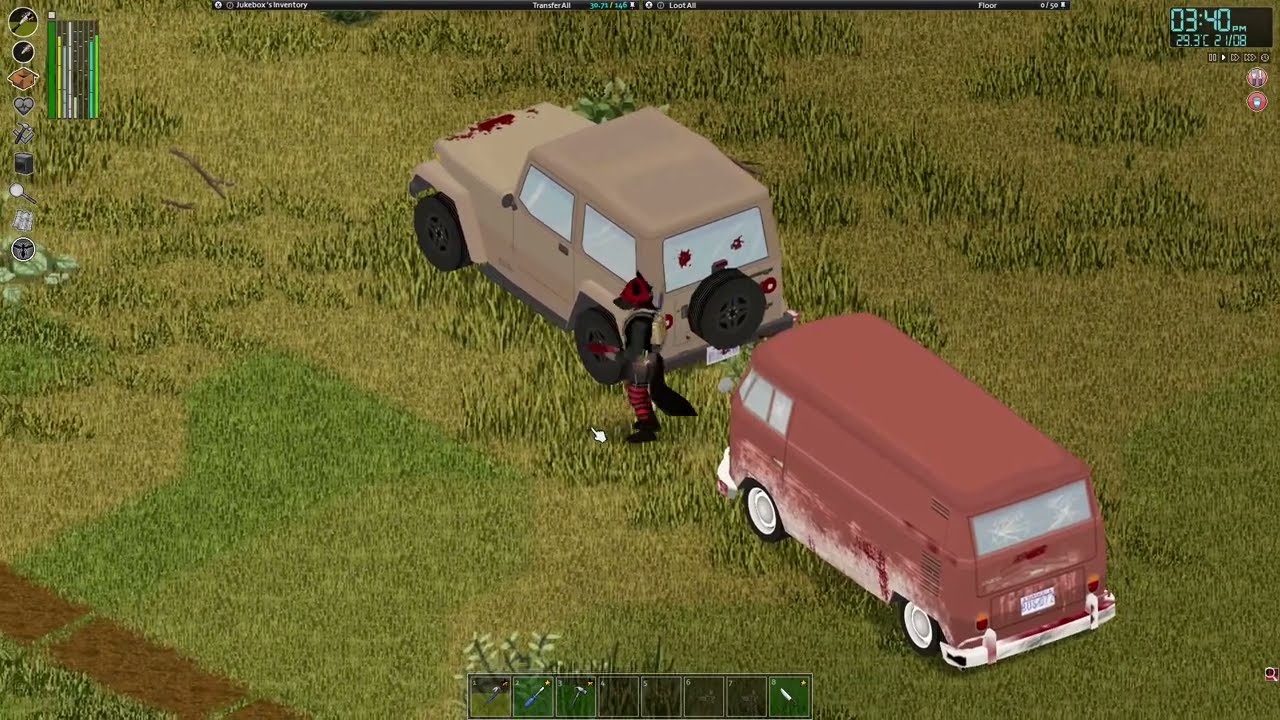 Idiot furry steals a van (Project Zomboid)
