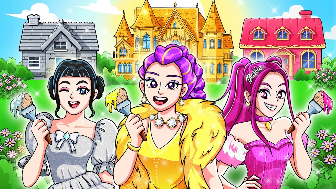 One Colored House Challenge Golden vs Silver vs Ruby By HUNTRIX | KPop Demon Hunters Animation