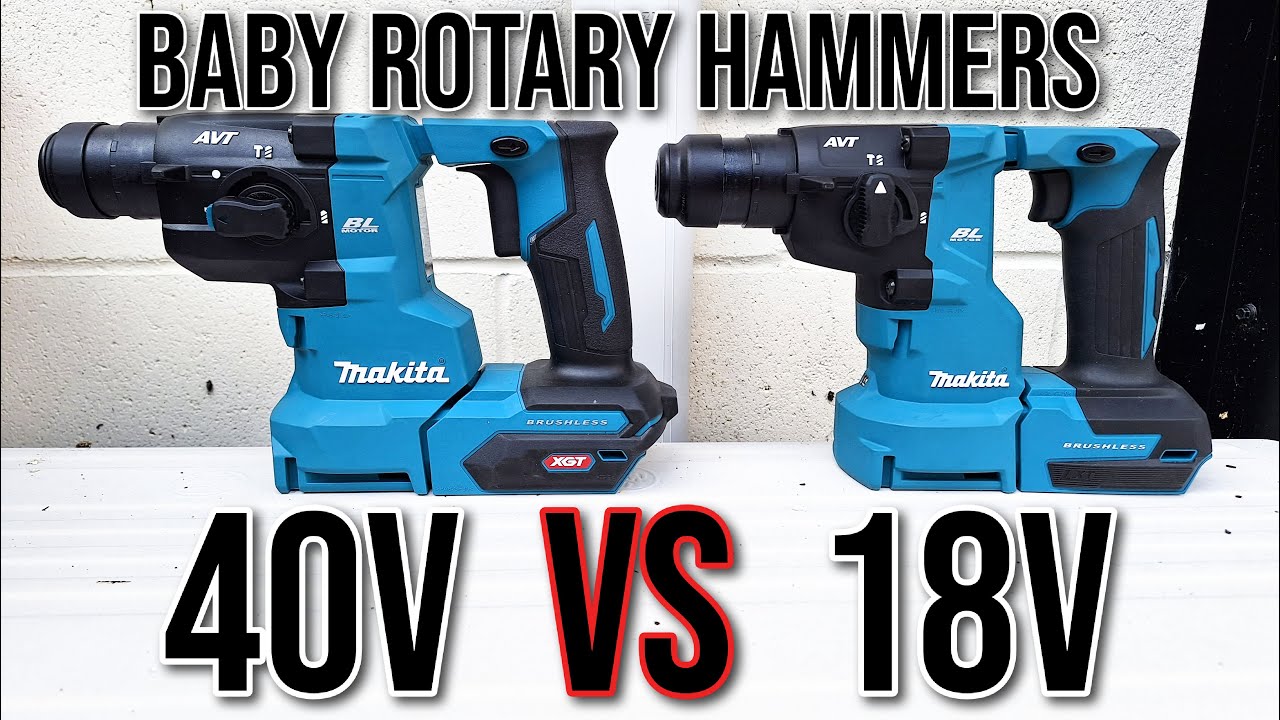 Компактный перфоратор Makita 40 В против компактного перфоратора Makita 18 В с пылеудаляющим устр...