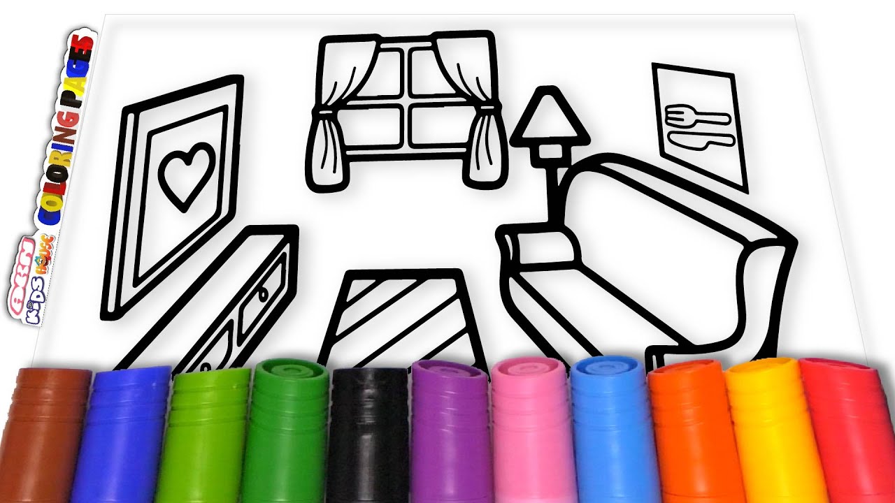 Living Room Big marker Pencil - For Kids -  Coloring Pages / Akn Kids House