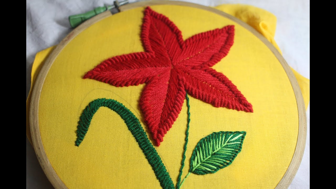 Beautiful flower design by hand embroidery